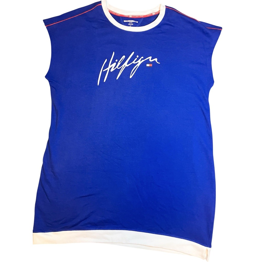 Tommy Hilfiger‎ Sleeveless Sweatshirt Dress XXL Sport Logo Athleisure Preppy